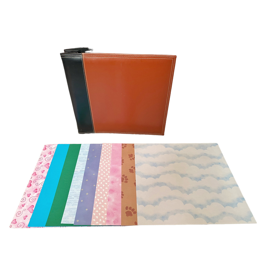 Faux Leather Scrapbook With Extra Paper